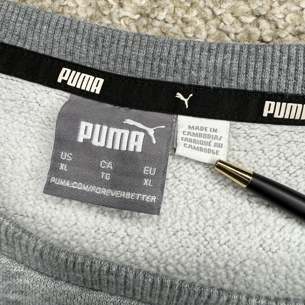 Puma Crewneck Sweatshirt Men's Size XLarge (Fit Large) Grey Comfort Light Weight - Picture 4 of 8